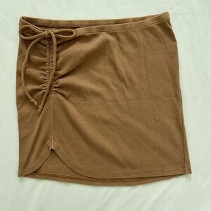 aerie ruched tie skirt, brown/tan color